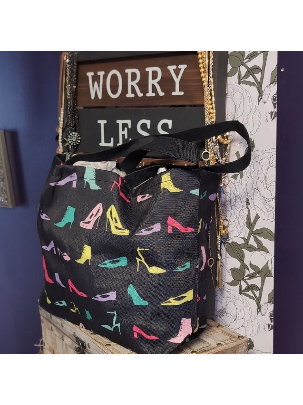 Colorful Shoe Print Tote Bag